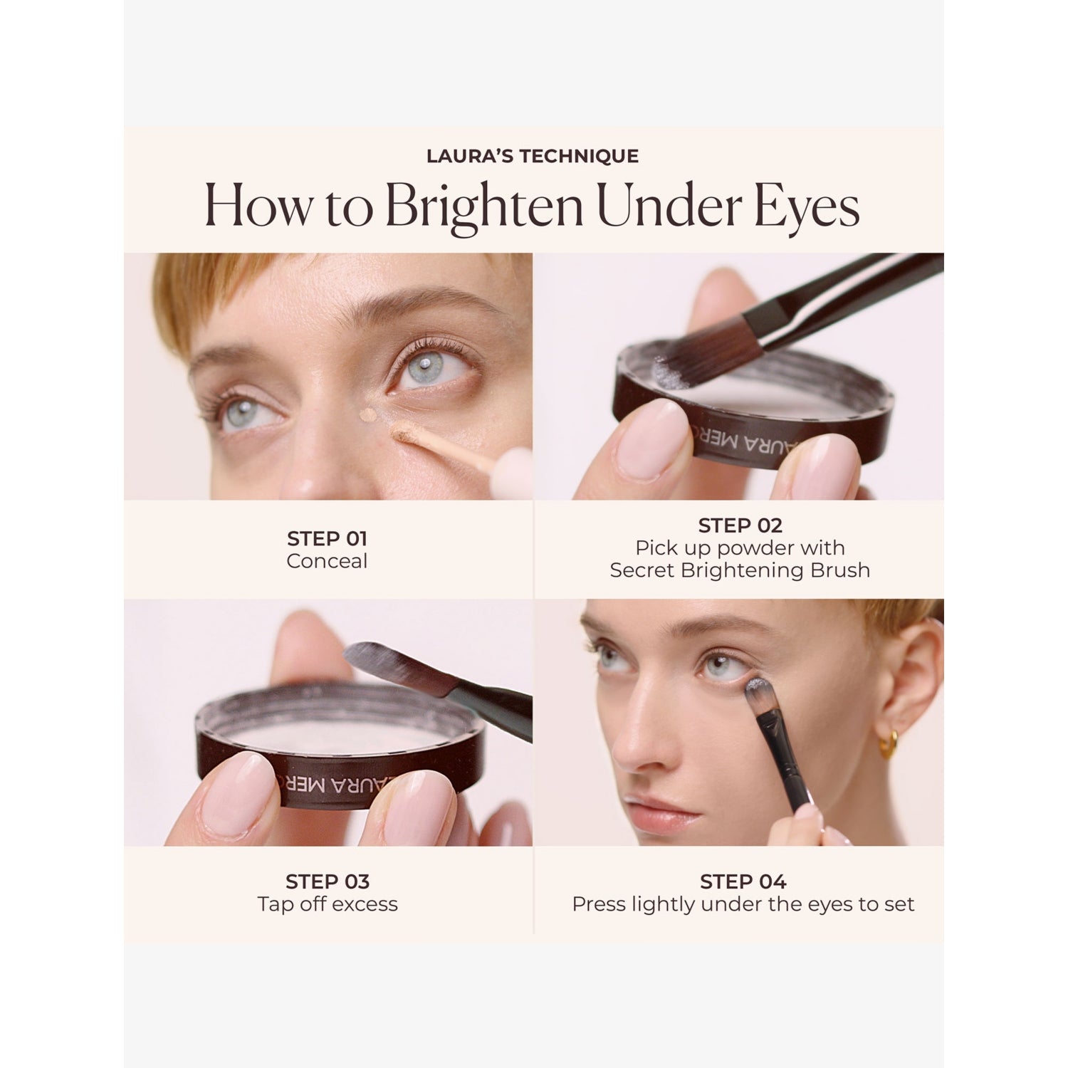 Laura Mercier Secret Brightening Powder Brush 7.2 inch, imported from the UK