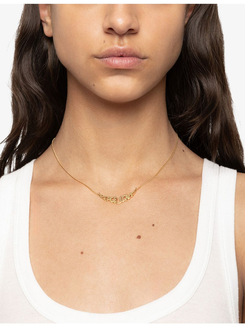 Zadig Voltaire brass pendant necklace gold-tone finish, imported from the UK