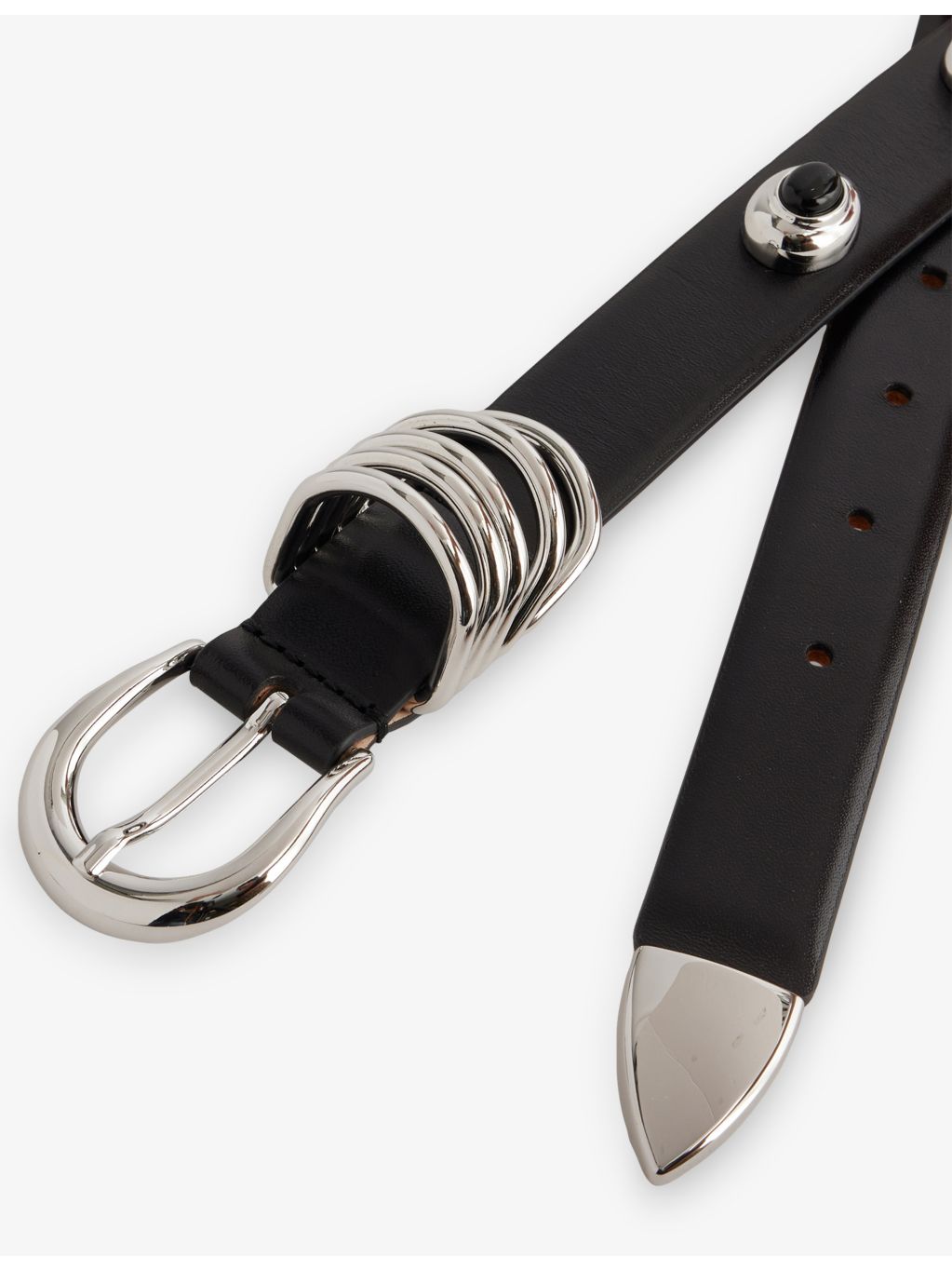 Hollyhock stone-embellished leather belt 99cm (British brand)