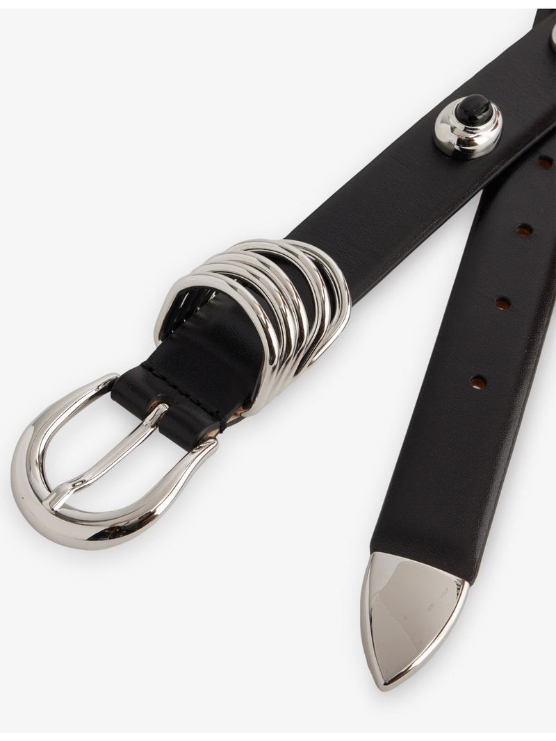 Hollyhock stone-embellished leather belt 99cm (British brand)