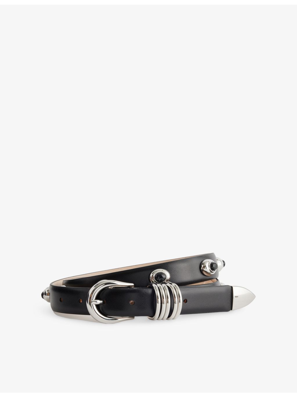 Hollyhock stone-embellished leather belt 99cm (British brand)