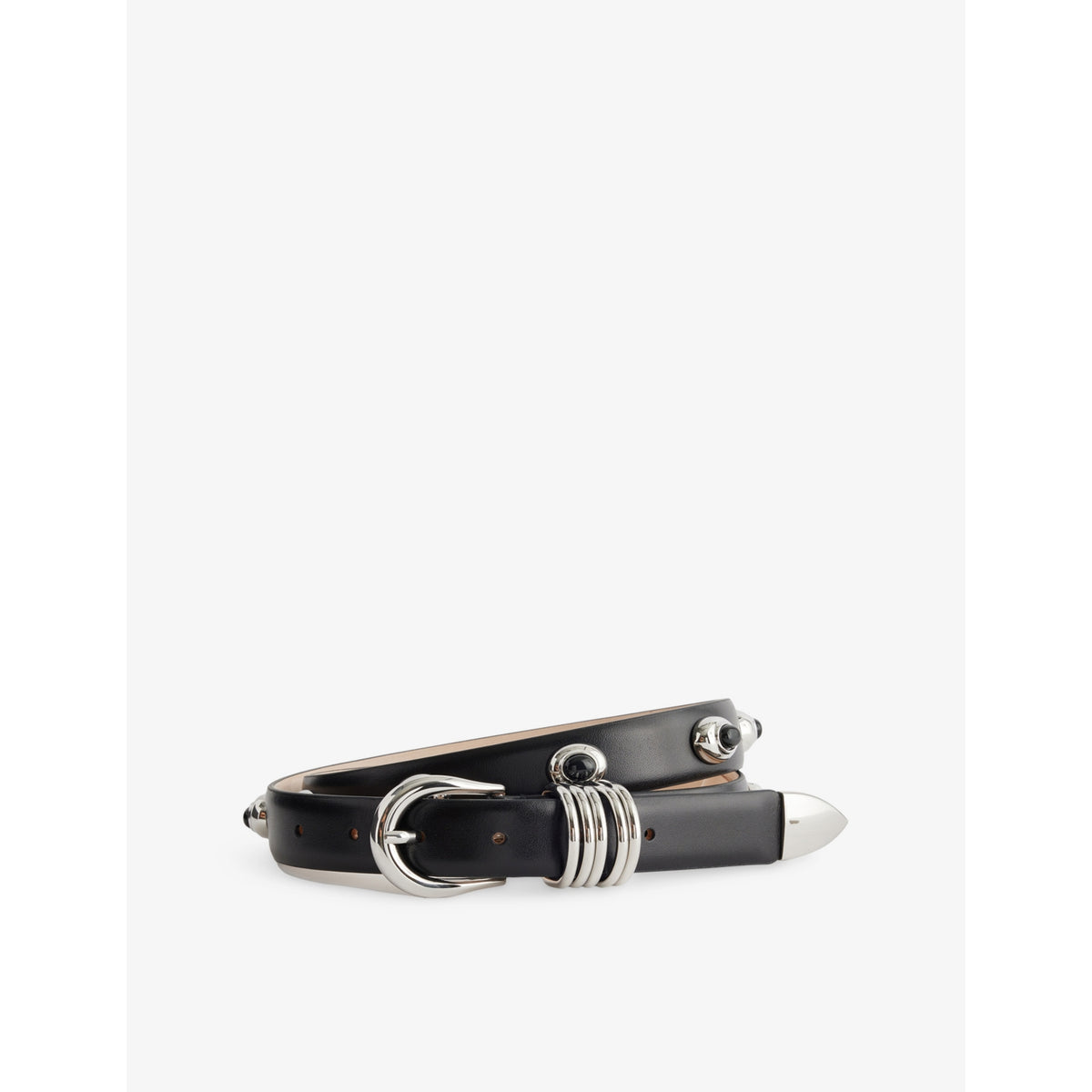 Hollyhock Stone-Embellished Leather Belt - S