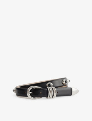 Hollyhock Stone-Embellished Leather Belt