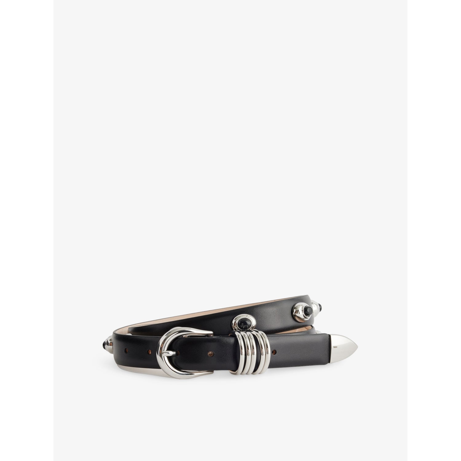 Hollyhock stone-embellished leather belt 99cm (British brand)
