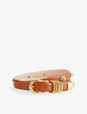 Hollyhock Déhanche Stone-Embellished Leather Belt (99cm)