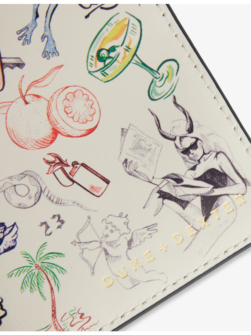 Duke + Dexter Dean sketch-print leather wallet, smooth finish (British brand)