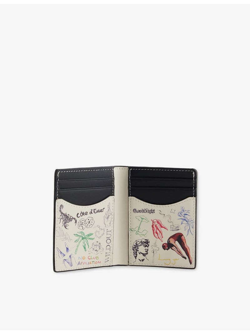 Duke + Dexter Dean sketch-print leather wallet, smooth finish (British brand)