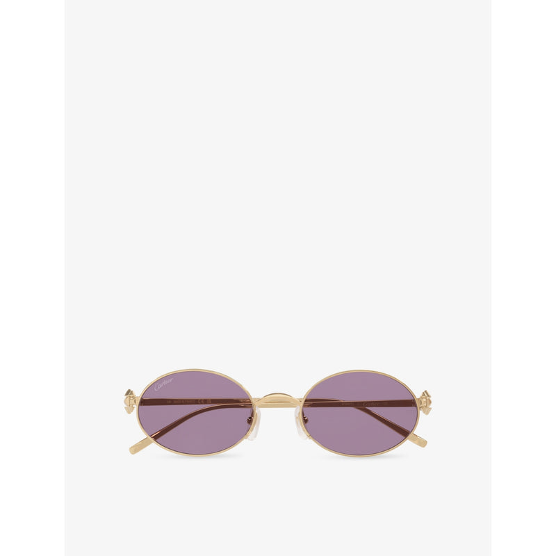 Cartier CT0644S oval metal sunglasses with gold-toned hardware, imported from the UK