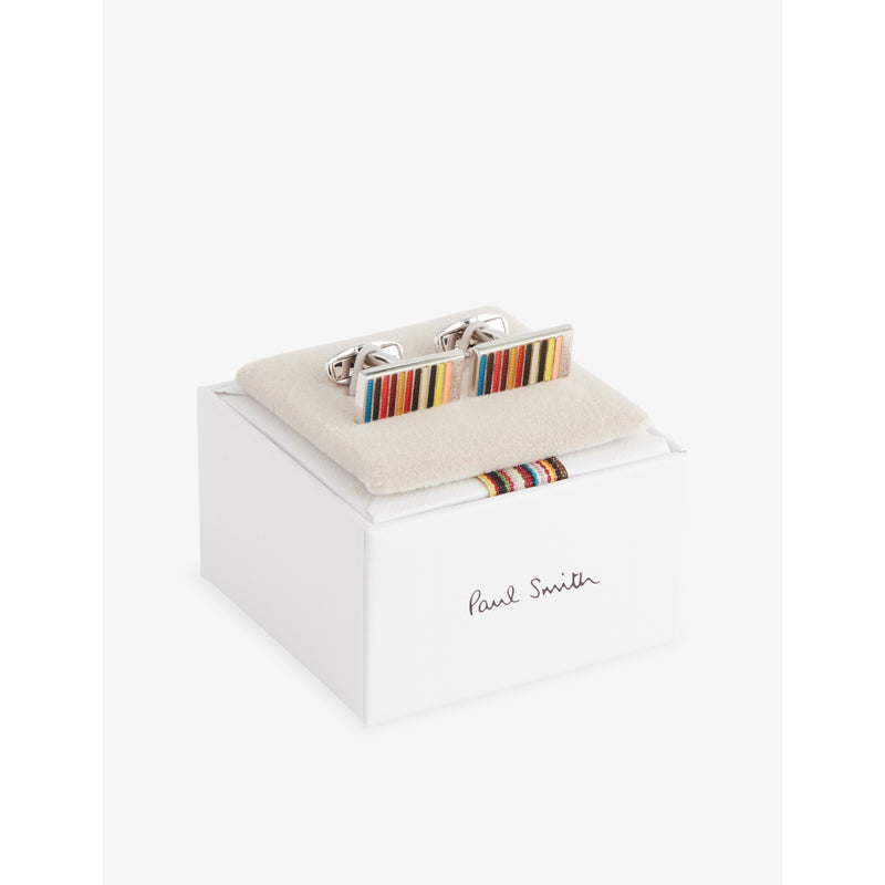 Paul Smith signature striped metal cufflinks, UK version