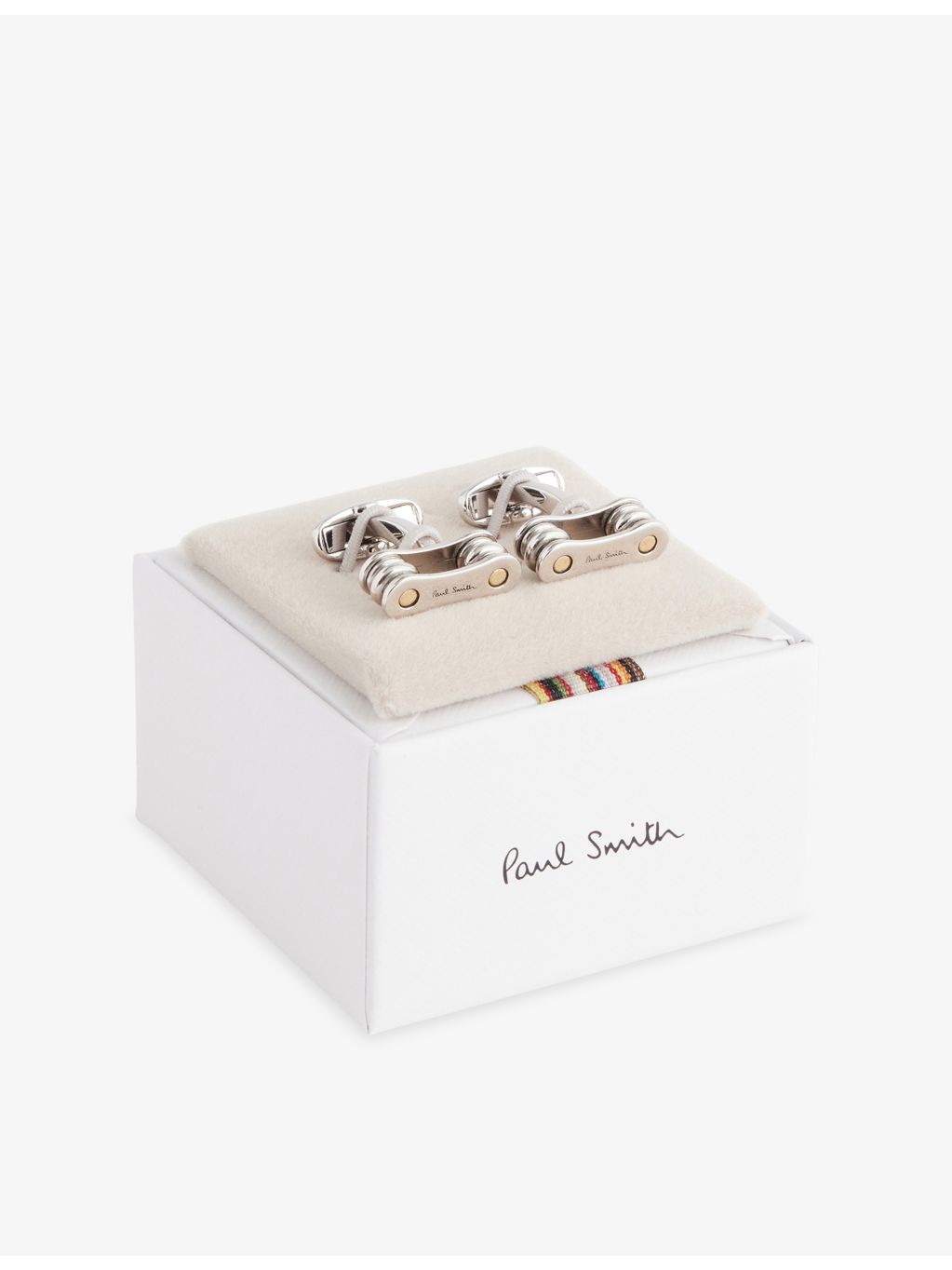 Paul Smith bicycle chain cufflinks in silver-toned metal (British brand)