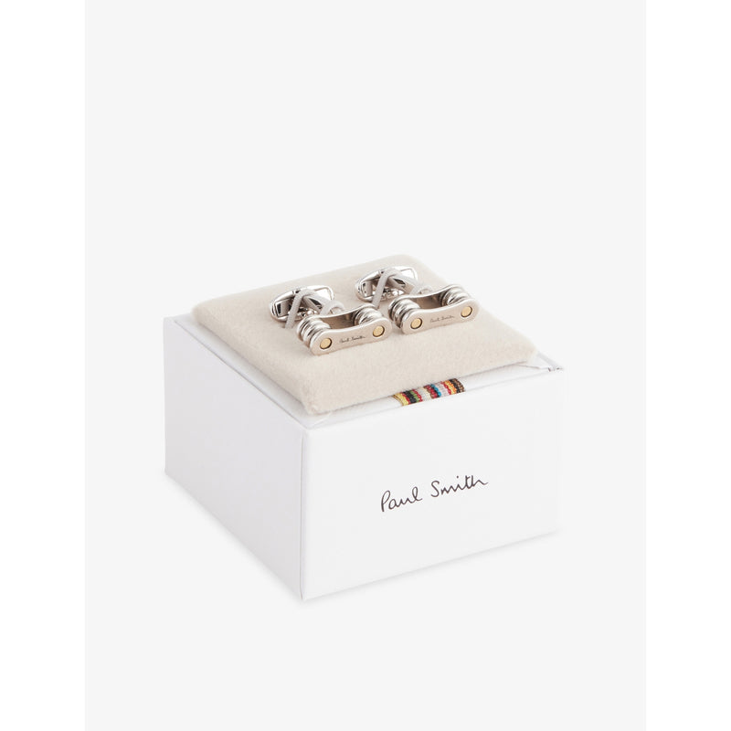 Paul Smith bicycle chain cufflinks in silver-toned metal (British brand)