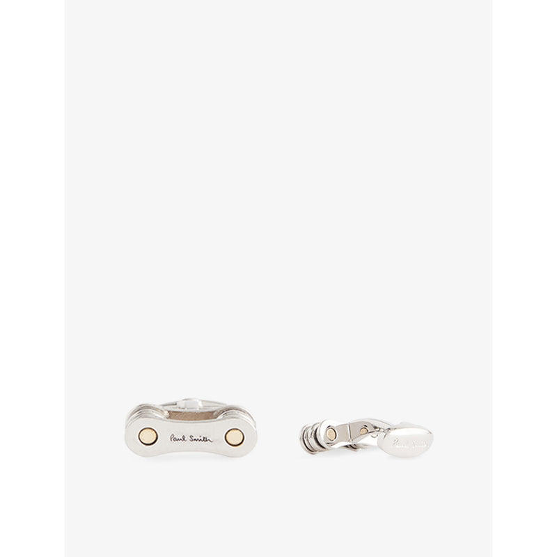 Paul Smith bicycle chain cufflinks in silver-toned metal (British brand)