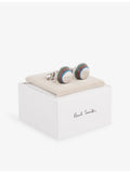 Paul Smith engraved-logo striped copper-and-zinc cufflinks 1.8cm diameter (British brand)