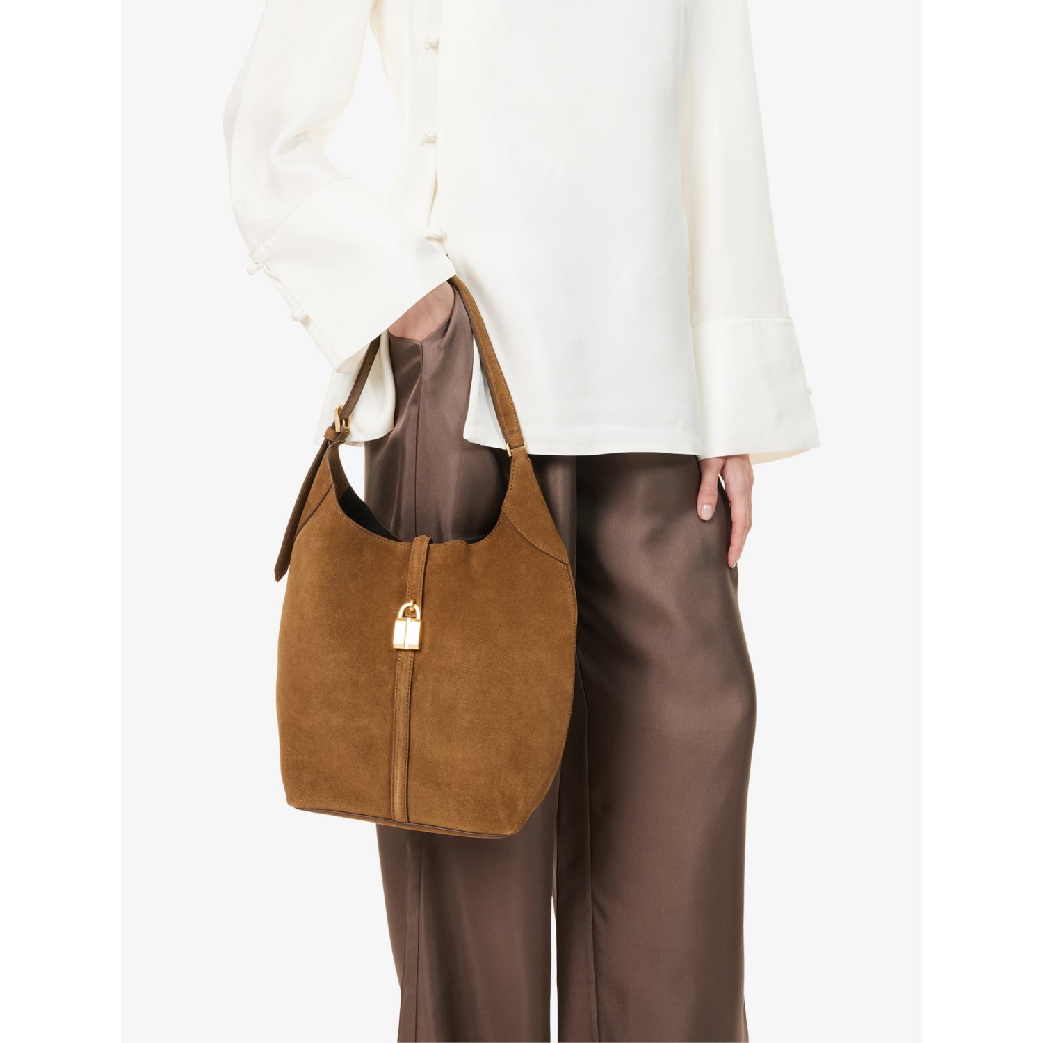 Demellier Siena leather bucket shoulder bag (British brand)