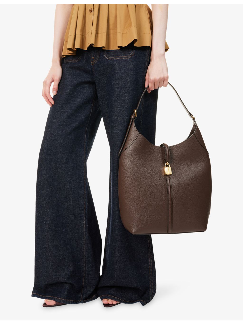 Demellier Siena leather bucket shoulder bag (British brand)