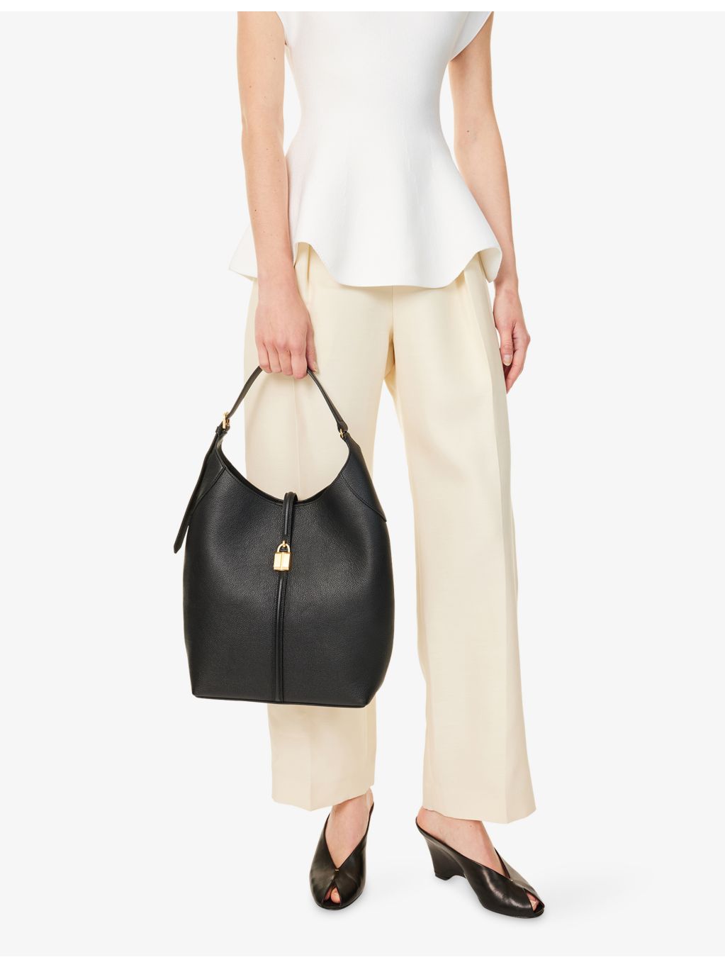 Demellier Siena leather bucket bag, imported from the UK