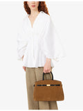 Demellier Midi Hudson leather tote bag with shoulder strap, UK version