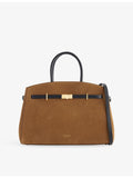 Demellier Midi Hudson leather tote bag with shoulder strap, UK version