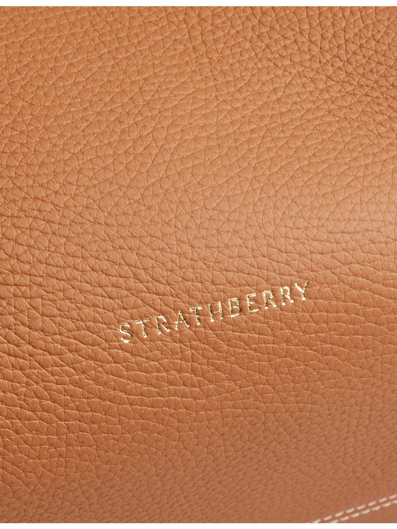 Strathberry Barra grained leather tote bag, imported from the UK
