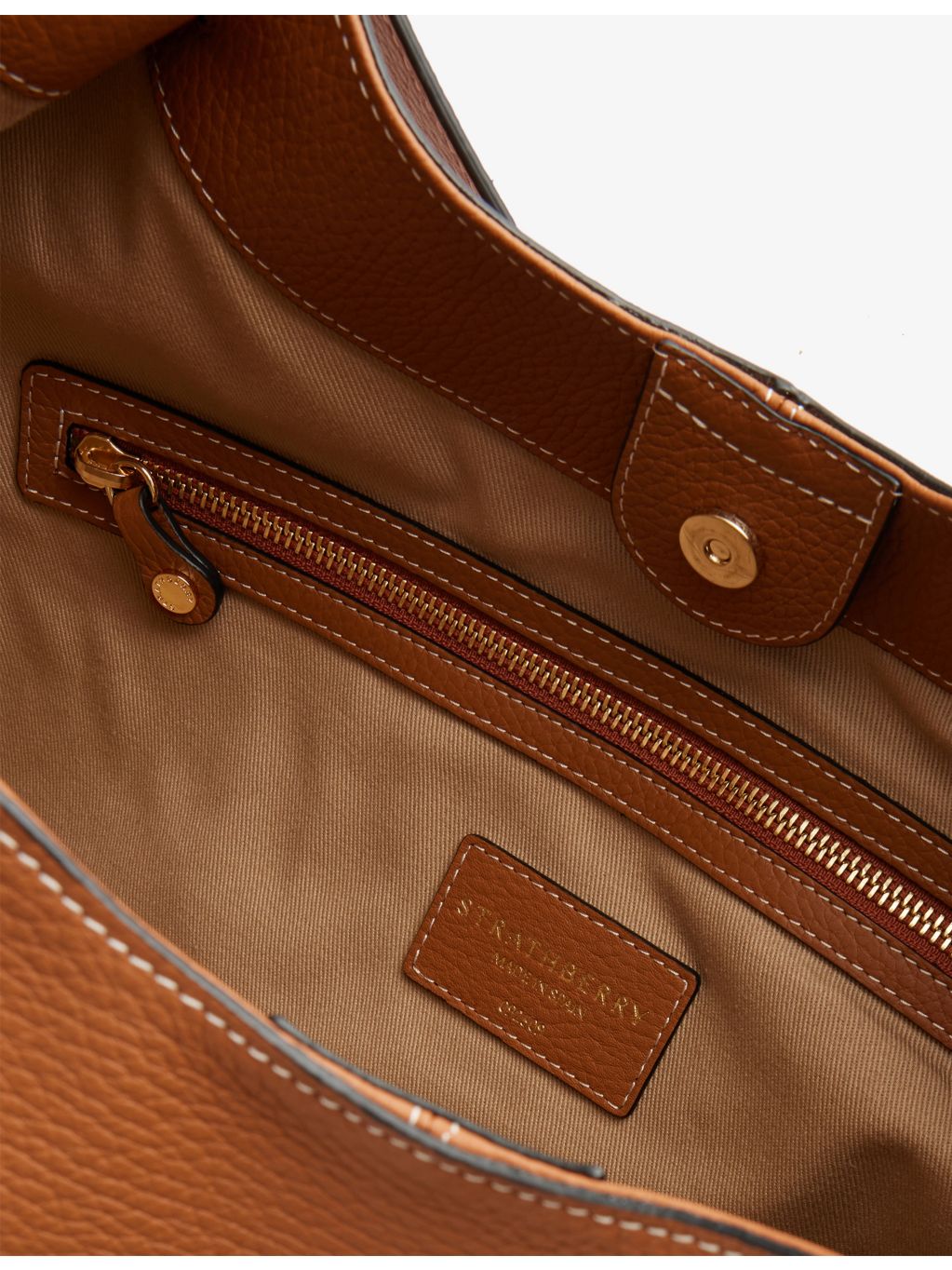 Strathberry Barra grained leather tote bag, imported from the UK