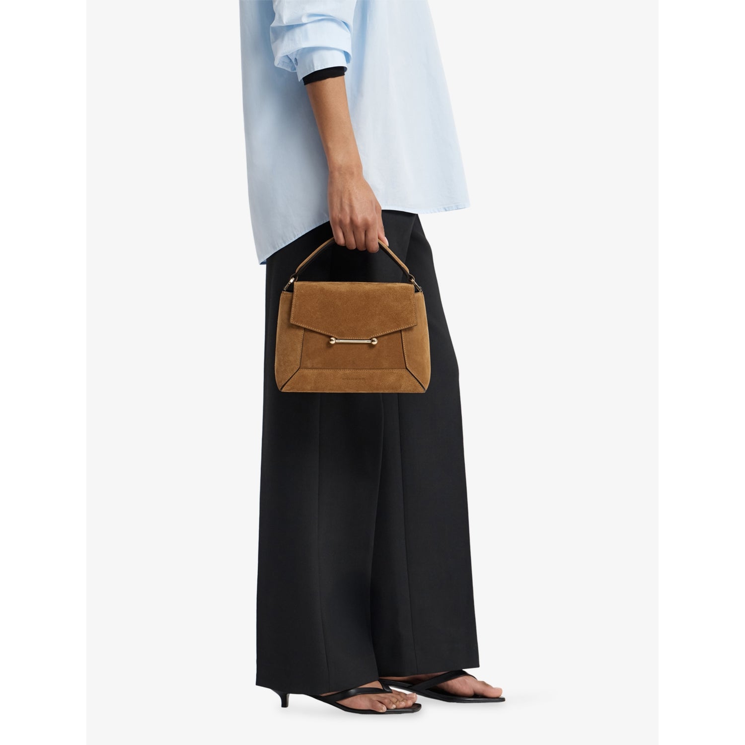Strathberry suede top handle handbag with adjustable strap - British brand
