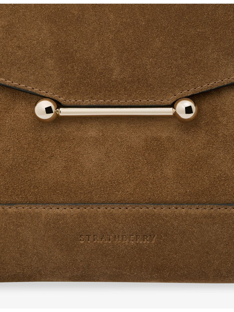 Strathberry suede top handle handbag with adjustable strap - British brand