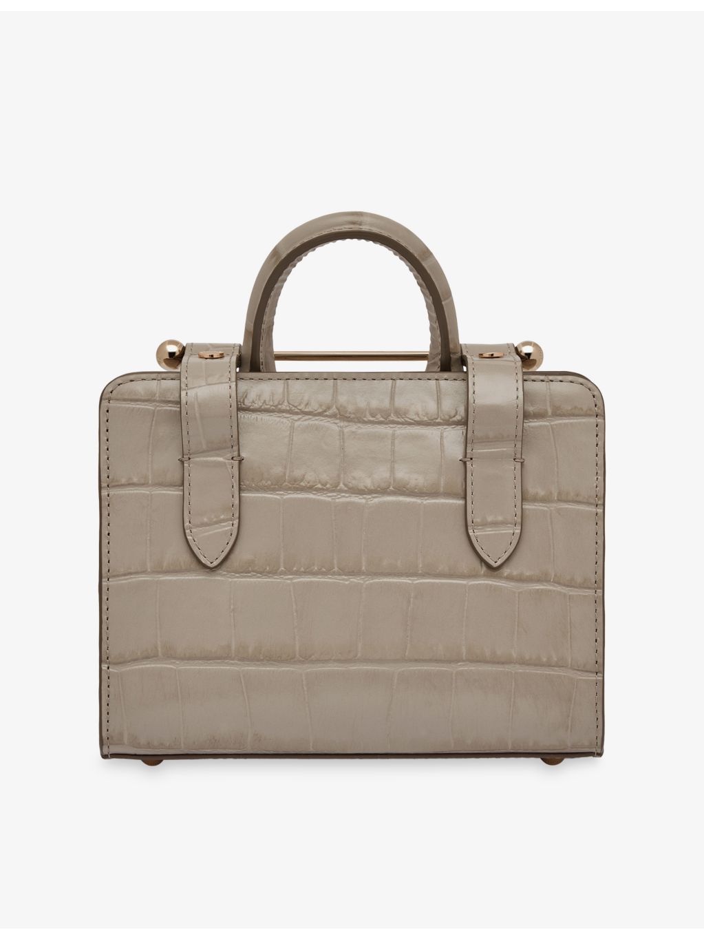 Strathberry nano leather tote bag with croc patent effect - British product