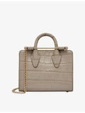 Strathberry nano leather tote bag with croc patent effect - British product