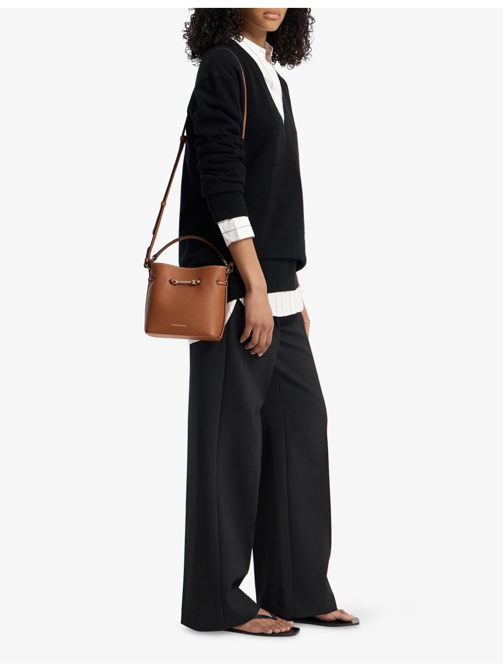 Strathberry Corda mini leather bucket bag, imported from the UK