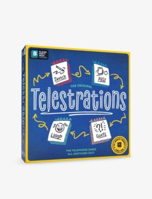 Telestrations party game set with sketch books, pens and timer (British brand)