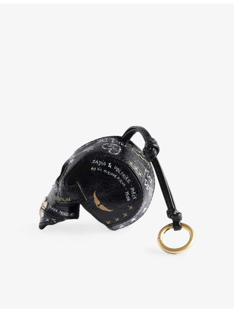Zadig Voltaire leather keyring with skull silhouette, imported from the UK