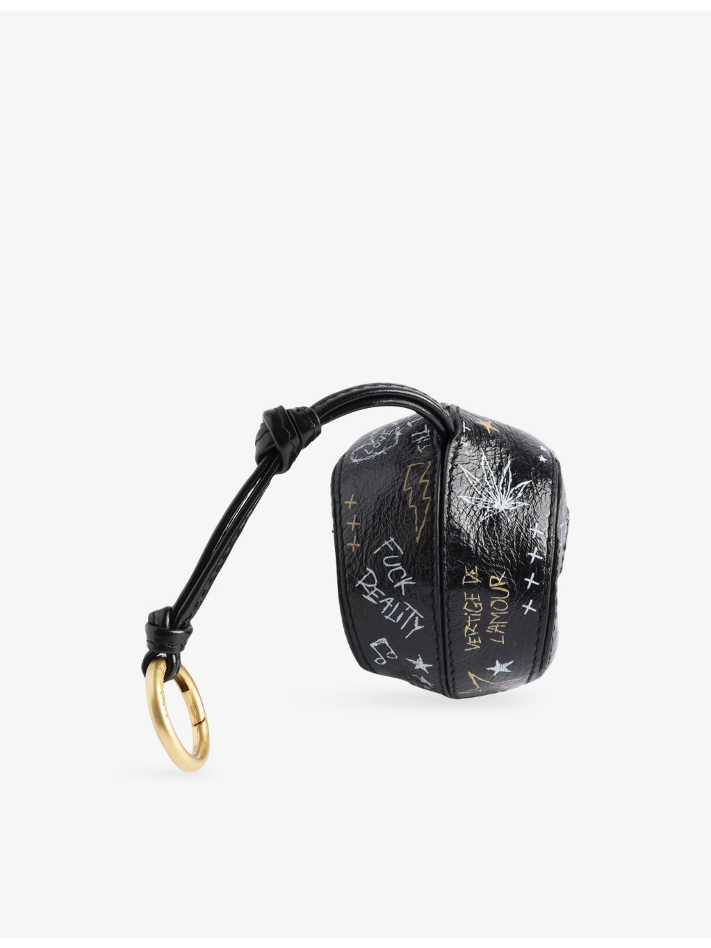 Zadig Voltaire leather keyring with skull silhouette, imported from the UK