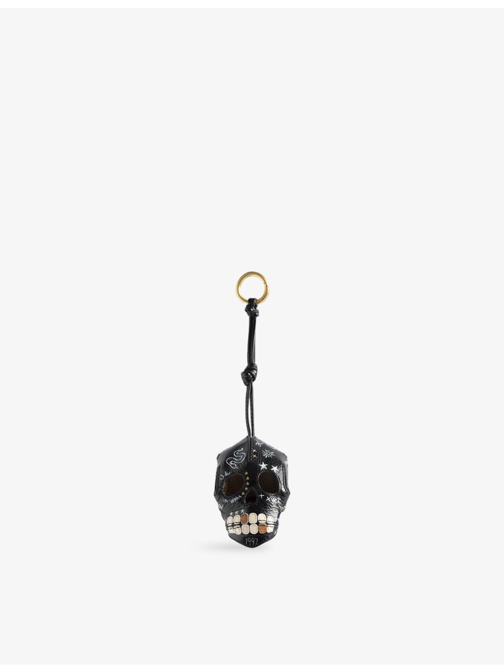 Zadig Voltaire leather keyring with skull silhouette, imported from the UK