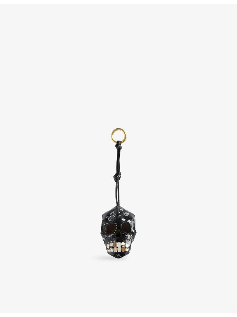 Zadig Voltaire leather keyring with skull silhouette, imported from the UK