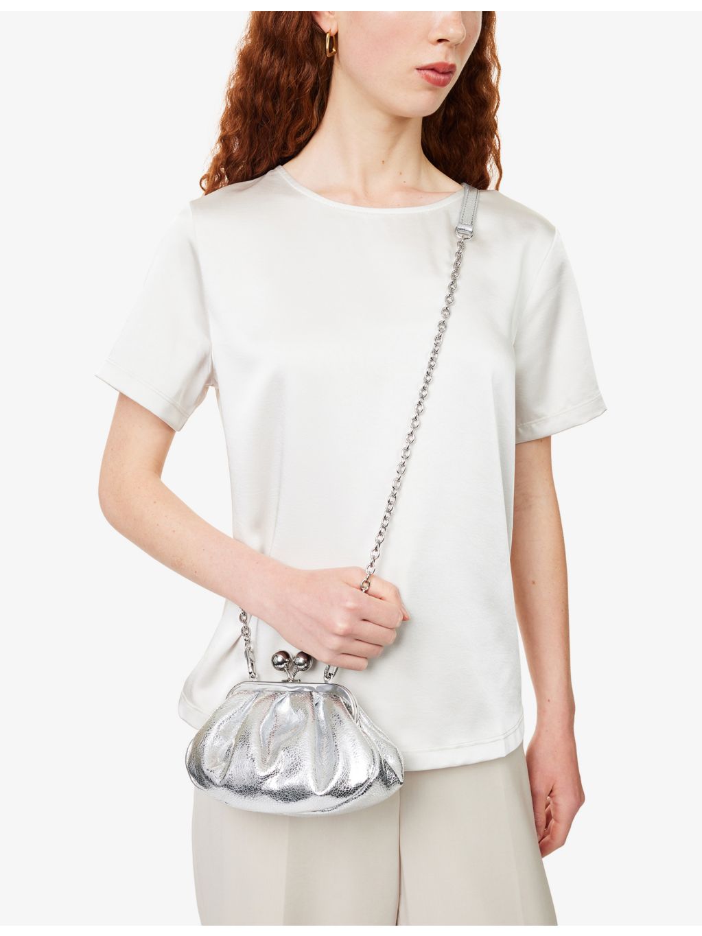 Weekend Max Mara Pasticcino metallic leather handbag, imported from the UK