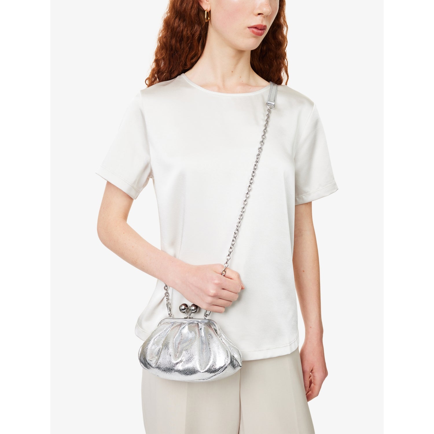 Weekend Max Mara Pasticcino metallic leather handbag, imported from the UK