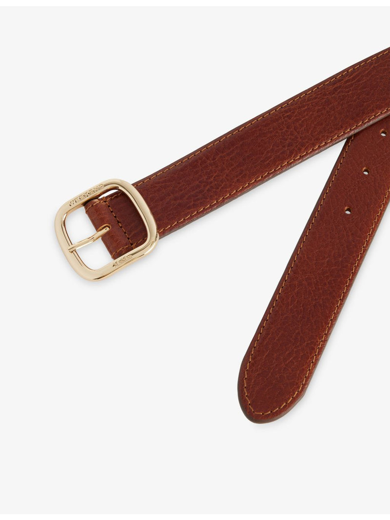 Weekend Max Mara leather belt 3.5 cm gold buckle, UK version