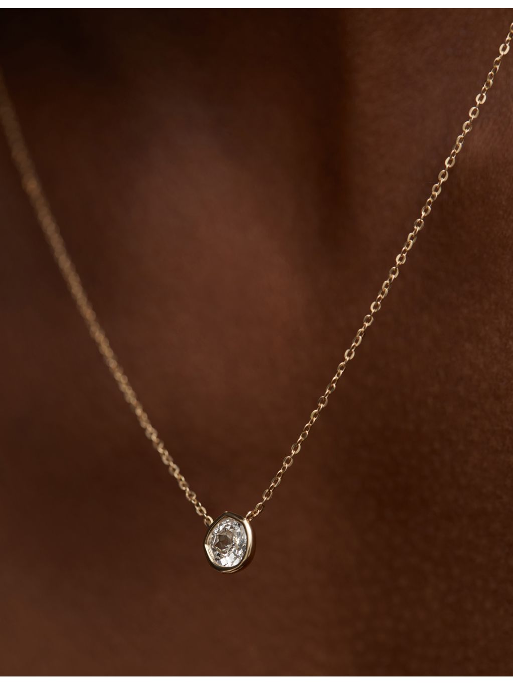 Monica Vinader Siren solitaire necklace 0.5ct lab-grown diamond 14ct yellow gold, UK version