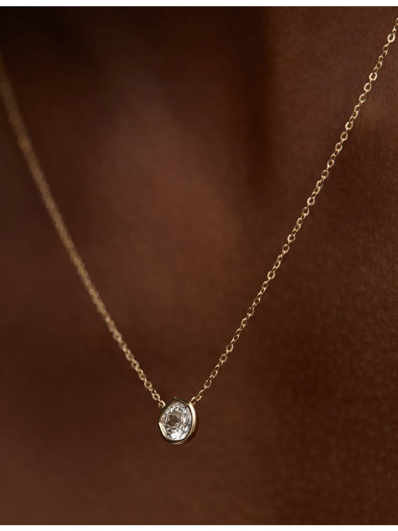 Monica Vinader Siren solitaire necklace 0.5ct lab-grown diamond 14ct yellow gold, UK version
