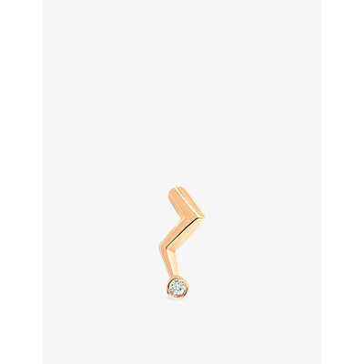 selfridges La Maison Couture Selda Lightning Medium 14ct Rose-Gold and Diamond Single Stud Earring- Buy online at McGrocer