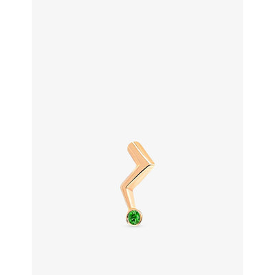selfridges La Maison Couture Lightning Small 14ct Rose-Gold and Emerald Single Stud Earring- Buy online at McGrocer