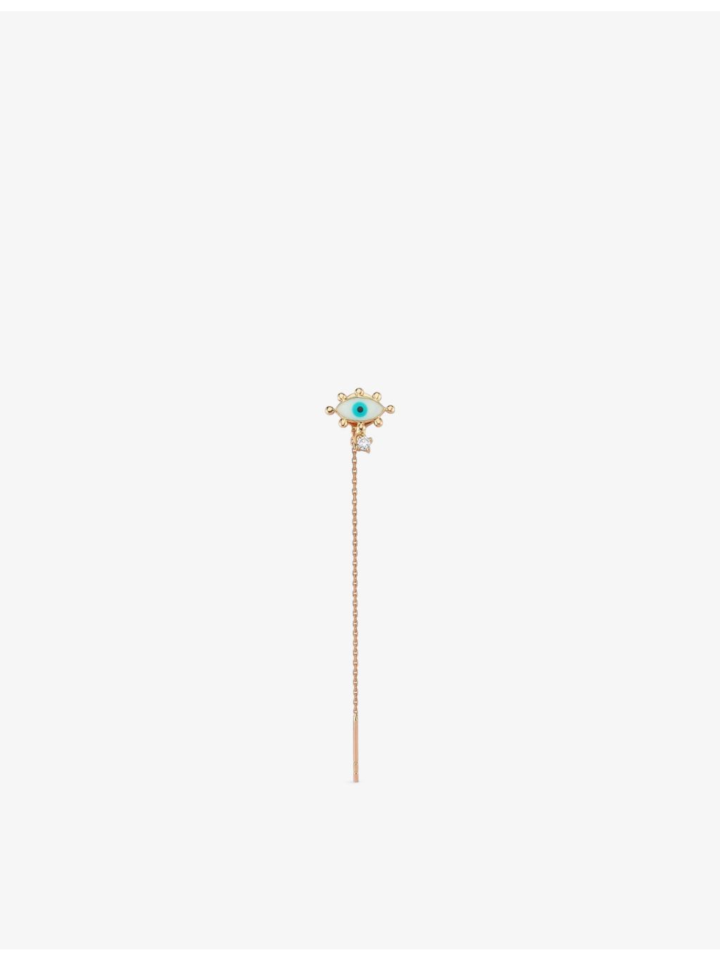La Maison Couture 14ct rose-gold diamond evil eye drop earring, UK version