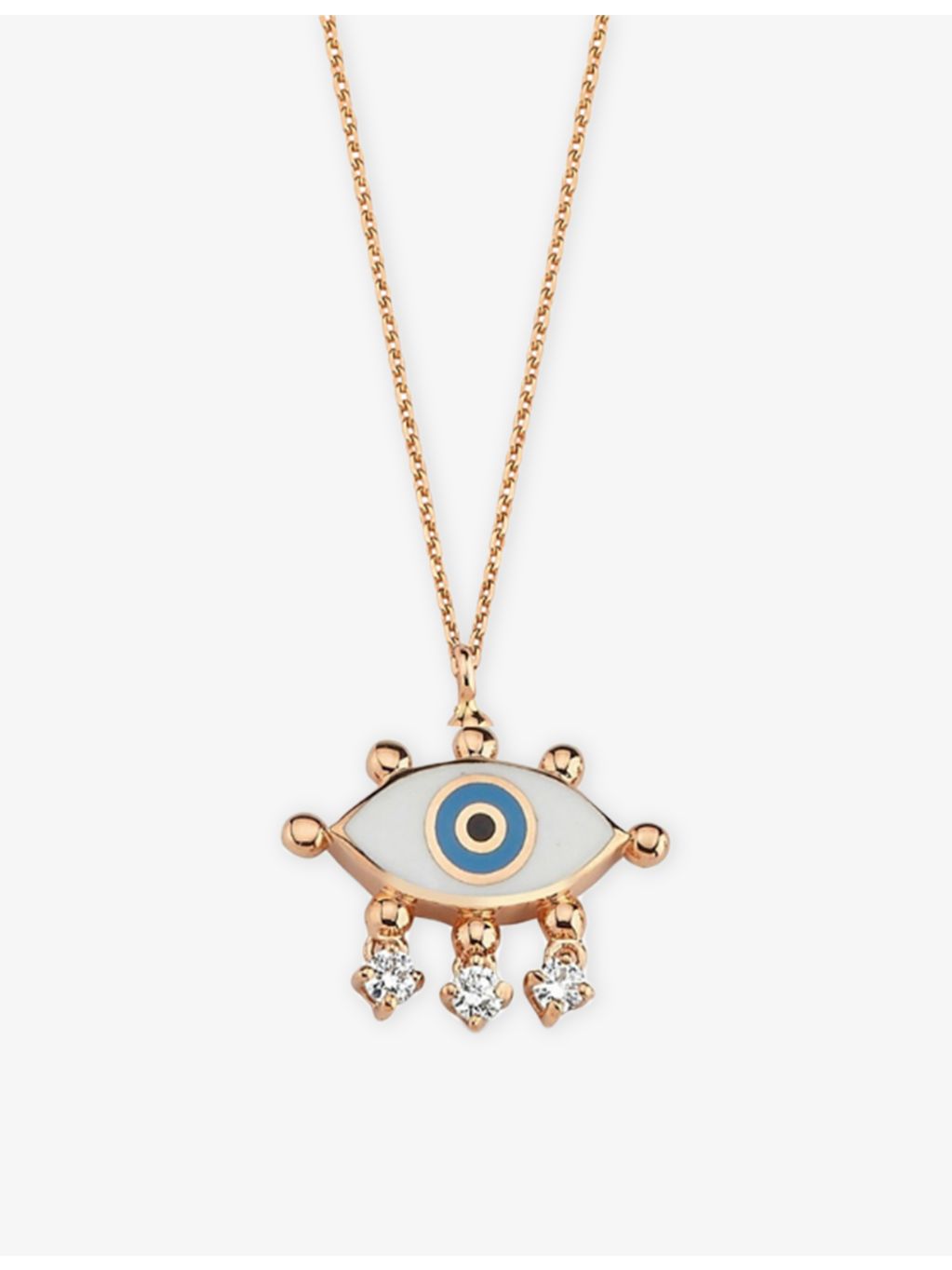 Selda evil eye rose-gold diamond necklace (British brand)