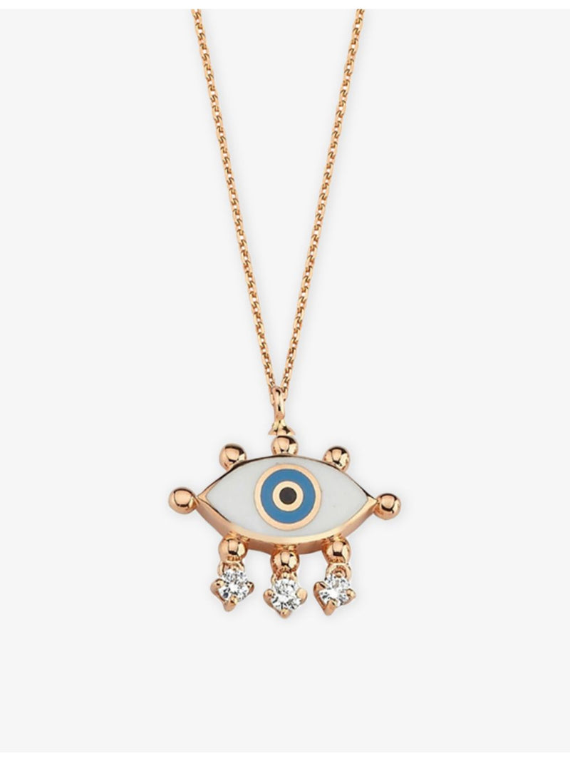 Selda evil eye rose-gold diamond necklace (British brand)
