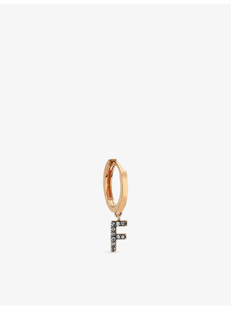 La Maison Couture Selda initial F 14ct rose-gold diamond earring - British product