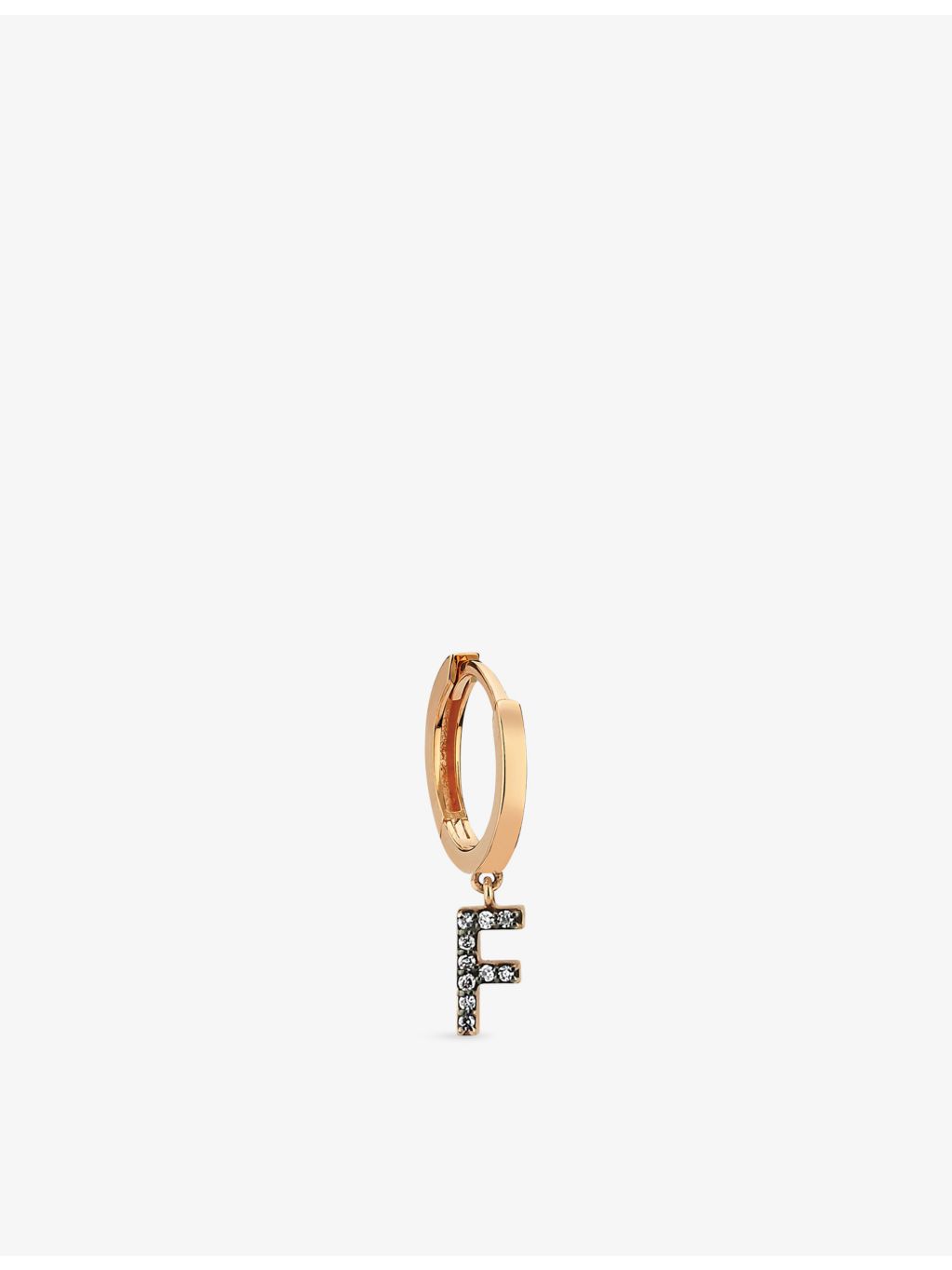 La Maison Couture Selda initial F 14ct rose-gold diamond earring - British product