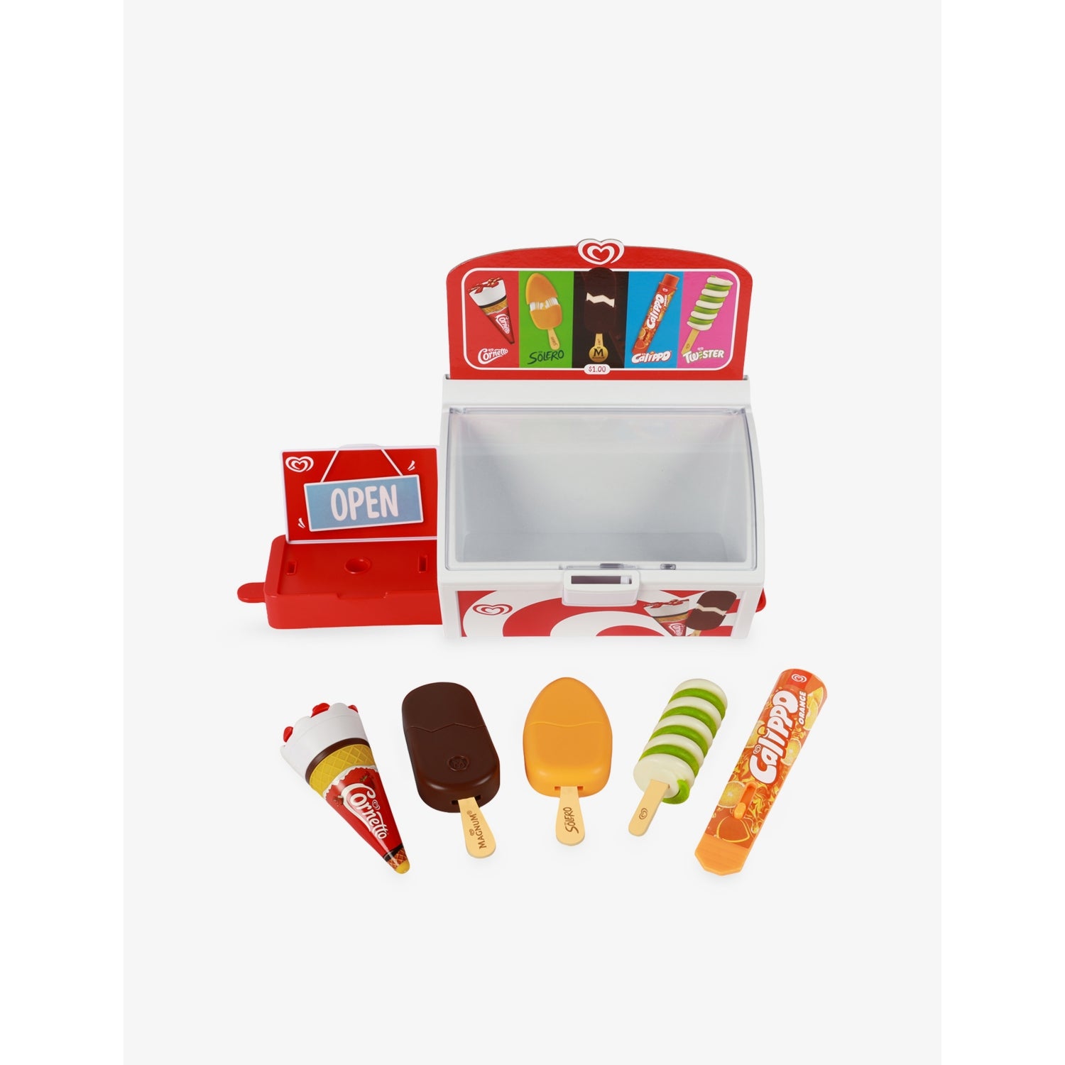 Walls ice cream freezer playset with official toy cones, imported from the UK