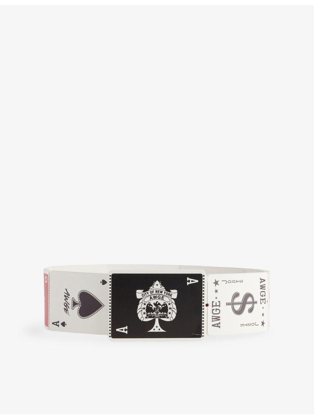 AWGE leather belt with cards motif - British product