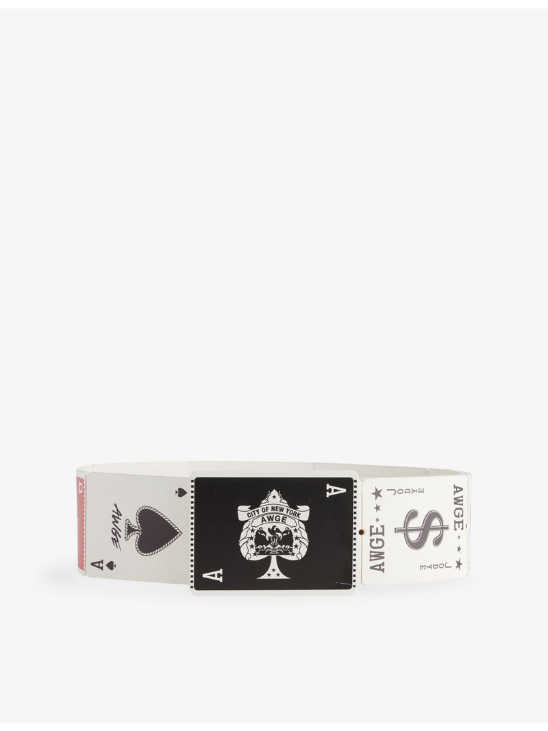 AWGE leather belt with cards motif - British product