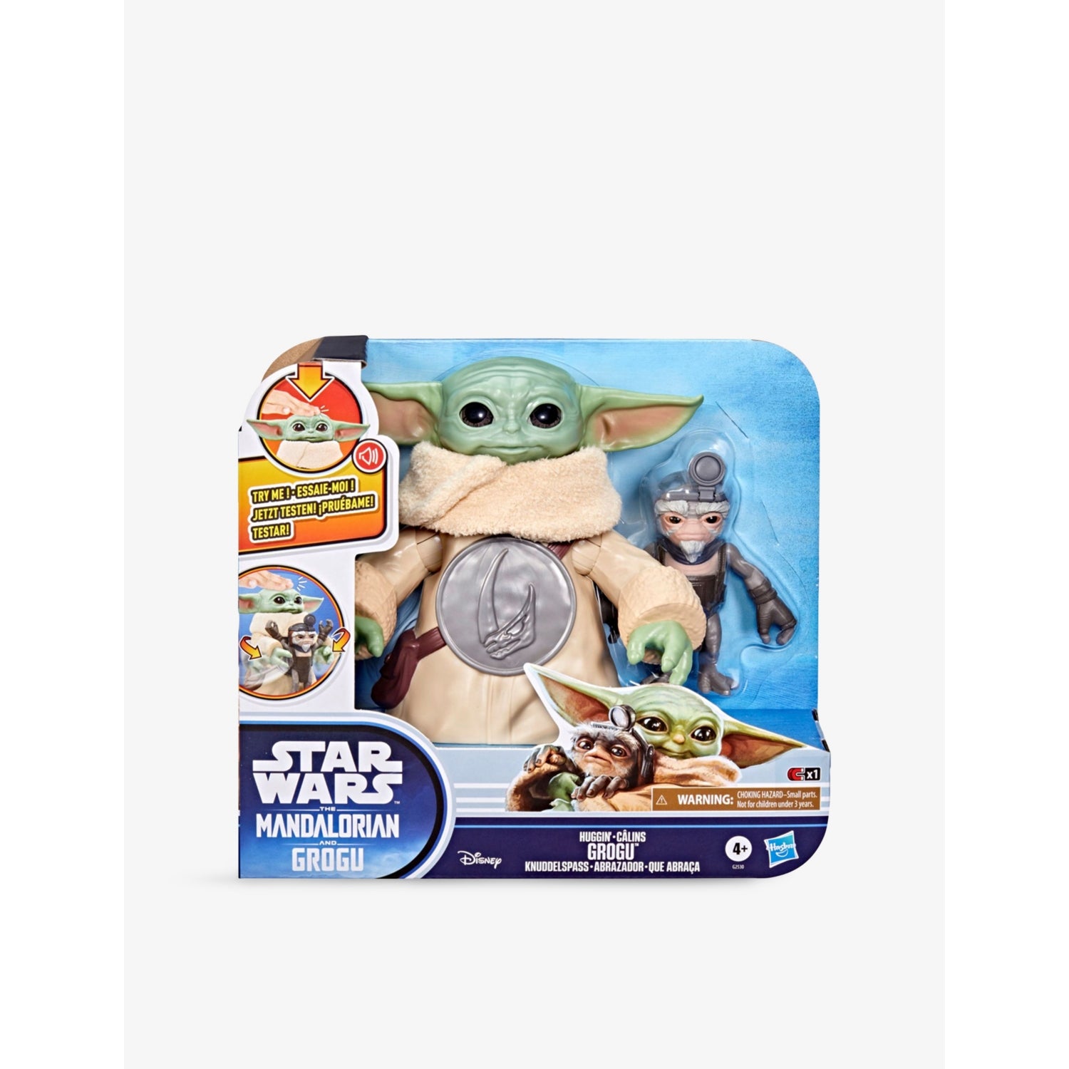 Star Wars Huggin' Grogu electronic toy with Mandalorian figure, UK version
